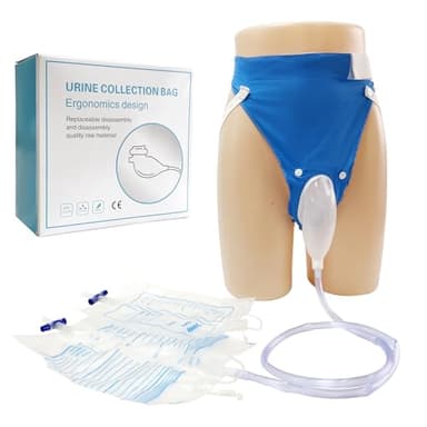 DWCHECK Wearable Urine Collection Bag External Catheter for Women, Reusable Portable Silicone Urinal with 1000ml and 2000ml Urine Catheter Bags,Blue