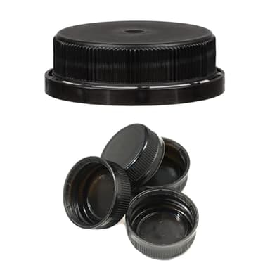 EcoQuality 38MM Black Tamper Evident Ratchet Caps/Lids for Empty Foggy Plastic Juice Bottles Screw Caps USA MADE (50)
