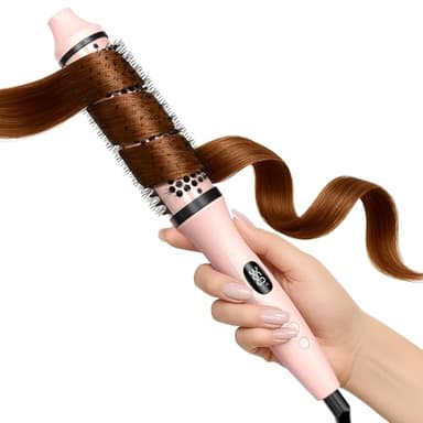 Bopcal Dual Voltage Thermal Brush, 1.5" Heated Round Brush for Smooth Blowout Look, Hot Brush for Volume, Soft Curls & Polished Ends, Negative Ions, 6 Heat Settings, Auto Shut-Off