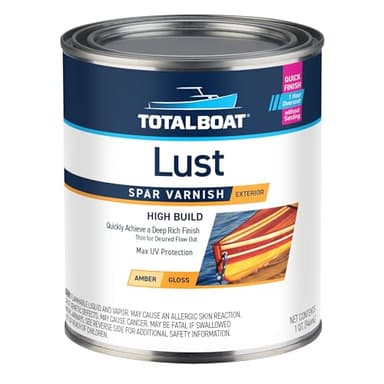 TotalBoat Lust Marine Varnish, High Gloss and Matte Finish for Wood, Boats, Outdoor Furniture (High Gloss, Quart)