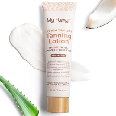 Sunless Tanning Lotion–Organic-Medium/Dark Tan, Natural Self Tanner, Non Toxic Gradual Tanning Moisturizer, Streak-Free Self Tanning lotion for body, Sunless Tanner for Fake Tan for Women & Men