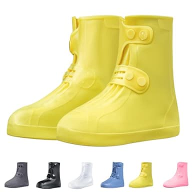 RINJOY Waterproof Shoe Covers Non-Slip Rain Shoe Covers Reusable Silicone Shoes Covers For Rain Resistant Rain Boots For Men Women Outdoor Overshoes Protection