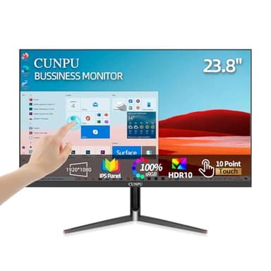 CUNPU 24 Inch Touchscreen Monitor, 10 Point Touch, FHD 1080P 75Hz IPS Screen, 100% SRGB, VESA Wall Mountable, Tilt Adjustment, VGA HDMI USB for PC, Laptop Business & Work Station, Warehouse