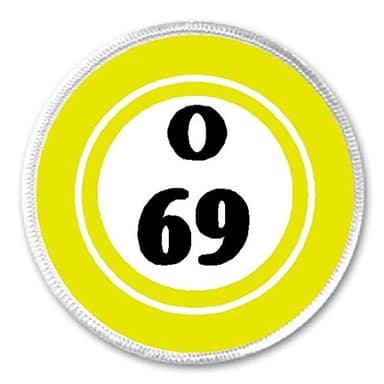 O 69 O69 Bingo Ball - 3" Sew/Iron On Patch Game Hobby Number Board Lucky