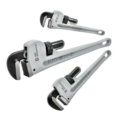 Der Erwachte 3-Piece Heavy Duty Aluminum Straight Pipe Wrench Set, 10", 14", 18", Adjustable Plumbing Wrench Set, Drop Forged, Exceed GGG standard