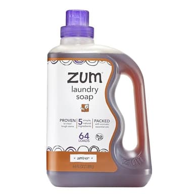 Indigo Wild Zum Clean Laundry Soap - Plant-Based Liquid Laundry Soap - Contains Baking Soda, Essential Oils & Saponified Coconut Oil - Amber - 64 fl oz