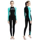 Dive Skins Full Body Swimsuit Wetsuit Scuba Rash Guard Diving Suit for Women Men Adult, Long Sleeve Swimwear One Piece UV Protection Quick Dry Sunsuit for Surfing Snorkeling Kayaking (Black, M)