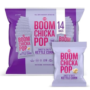 Angie's BOOMCHICKAPOP Sweet & Salty Kettle Corn Popcorn, Non-Candy Easter Basket Stuffer, 0.77 oz. Individual Bag, 14-Count