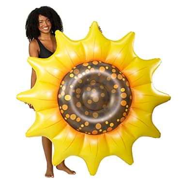 PoolCandy Giant Inflatable Sunflower Pool Float – 68" Extra-Large Island Raft for Adults, Holds Up to 300 lbs, Heavy-Duty PVC Summer Pool Lounge