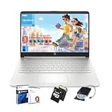 HP Student Business Laptop Computer - w/Microsoft Office Lifetime & Free CD/DVD Drive • 16GB RAM • 128GB eMMC & 256GB Extend Micro SD • Intel 4-Core Processor • HD Display • Win11 Pro(Silver)