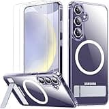 SPIDERCASE Magnetic for Samsung Galaxy S24 Plus Case,[3 Stand Ways][ Military Grade Drop Protection] with Invisible Stand Shockproof Cell Phone Holsters,Clear