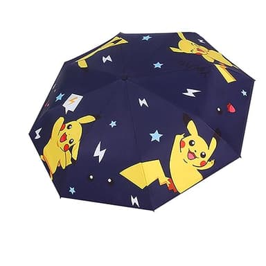 Rosavida Kids Folding Umbrella Automatic Open-close Cartoon UV Resistant Travel Umbrella Anti-rebound Design Compact Windproof Umbrella for Girls Boys- navy blue
