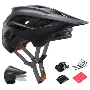 KINGBIKE Mountain Bike Helmet MTB Ebike Helmets for Adults Men Women Professional Trail Enduro XC Cross Country NTA-8776 E-Bike Certified (Matte Black, M)