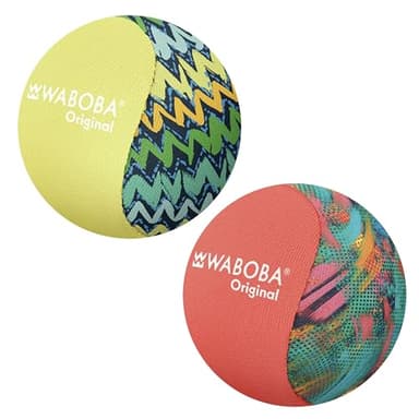 Waboba Original Water Bouncing Ball 2 Pack - Waterproof Games for Pool & Beach - Kids & Teens Outdoor Sports Gift - Abstract & Zigzag Neon Designs