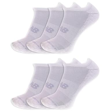 New Balance Unisex No Show 6 Pair Pack, White, Medium