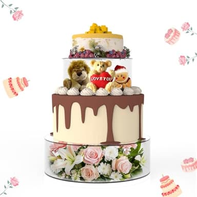 SOVQUEST 2 PCS Acrylic Clear Cake Stand Round 8 Inch 12 Inch Cake Display Stand with Lid Fillable Tier Cylinder Box for Wedding Birthday Baby Shower Party (8" & 12")