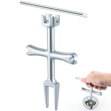 Enhon 4 Sided Drain Strainer Wrench with Sliding Handle for Bath/Shower Sink Tool for Installing Removing Pop Up Plugs, Basket Drains and Closet Spuds