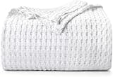 Utopia Bedding White 100% Cotton Waffle Blanket 300 GSM [Big - 120x120 Inch] Soft Lightweight Breathable Bed Blanket for All Season