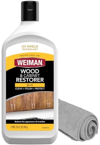 Weiman Wood and Cabinet Restorer 3-In-1 Bundle - Removes Dirt, Residue, Dust, Reduces Scratches, Restore Shine, Prevent Fading, UV Shield Technology, Safe for Antique Wood, Tables, Chairs, Cabinets