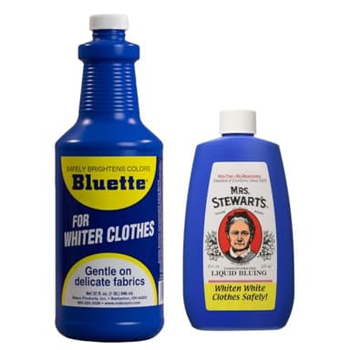 Mrs. Stewart's Bluing 8oz + Bluette Laundry Bluing 32oz Bundle – Restores Whiteness & Brightness for Your Laundry, Safe & Gentle on Fabrics, Eco-Friendly Fabric Whitener for All Laundry Types
