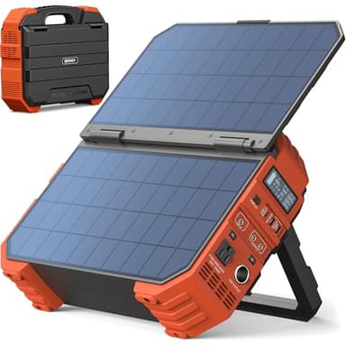 BROWEY Portable Power Station, 1000W Solar Generator with Built-in Solar Panel, 614WH/192000mAh LiFePO4 Battery Pack, AC/DC/USB/PD Outputs, for Outdoor Camping, RV Travel, Emergency Preparedness