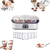 Yogurt Maker, Homemade Probiotic Yogurt Maker With Adjustable Temperature And Time Control，Constant Temperature Control with 8 Glass Jars LCD Display, Perfect Wellness Gifts for Men & Women (Silver)