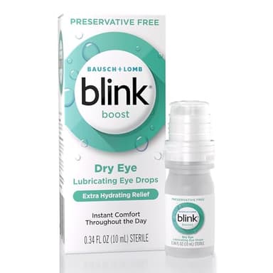 Blink Boost Preservative-Free Lubricating Eye Drops, Moisturizing & Soothing for Mild Dry Eyes, with Hyaluronate, Hydrating Relief Instant Comfort Throughout the Day, Contact Lens Friendly, 0.34 FL Oz