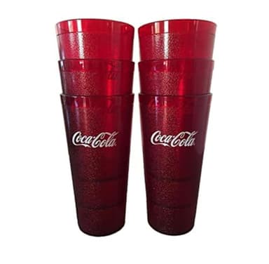 Supply Depot Compatible with Coca Cola Restaurant Red Plastic Tumblers 32oz, pack of 6