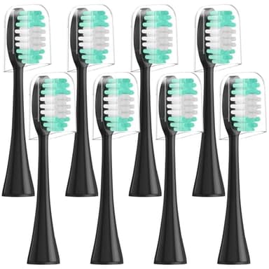 Replacement Toothbrush Heads 8 Pack Compatible with AquaSonic Black Series, Vibe Series Electric Toothbrush, Black