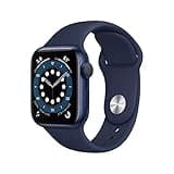 Apple Watch Series 6 (GPS, 40mm) - Blue Aluminum Case with Deep Navy Sport Band (Renewed)