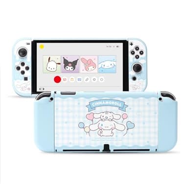 Kuitmor Protective Shell for Switch OLED,Slim Cute Pattern Dockable Cover Case Compatible with Switch OLED,Anti-Scratch and Shock-Absorption Design Cover Skins for Joystick（Cinnamoroll）