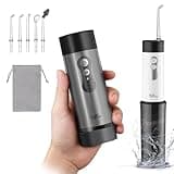 YaFex Water Dental Flosser Teeth Pick - Cordless Portable Oral Irrigator Rechargeable Collapsible Mini Irrigation Cleaner, 4 Modes, with DIY, IPX7 Waterproof Travel Floss for Teeth Cleaning