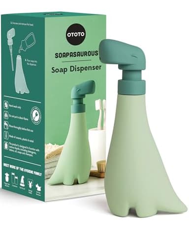 OTOTO New Soapasaurous Dino Hand Soap Dispenser - Cute Bathroom Accessories, Liquid Dish Soap Dispenser, Dinosaur, Cute Kitchen Accessories, Gifts for Kids