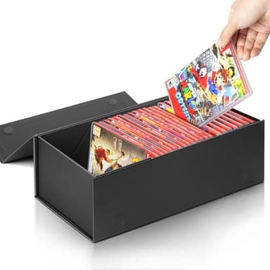 Video Game Holder, Game Disc Storage Box Compatible with Nintendo Switch Game Holder, Organize up to 28 Cases - Black 1 Pack