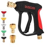 DUSICHIN DUS-220 Short Wand High Pressure Washer Handle Gun 3000 PSI Max 5 Pressure Power Washer Nozzles Tips Black