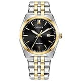 Citizen Men's Classic Corso Eco-Drive Watch, 3-Hand Date, Luminous Hands and Markers, Two-Tone Stainless Steel, Black Dial