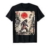 Samurai Bigfoot Japanese Vintage Graphic Ukiyo-e Art Funny T-Shirt