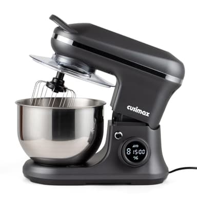 CUSIMAX Stand Mixer, Dough Mixer with Digital Switch Control Timer 15mins & 8-Speed, 5-Quart 650W kitchen Electric Mixer, Tilt-Head with handle, Dough Hook, Wire Whip & Beater, Grey