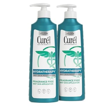 Curel Hydra Therapy In Shower Lotion, Wet Skin Moisturizer for Dry or Extra-dry Skin, with Advanced Ceramide Complex, 12 Oz, Pack of 2