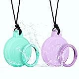 Airtag Holder Waterproof,Airtag Necklace,Airtag Keychain,Airtag Case,Screw Full Cover Protective Airtag Hidden GPS Tracker,Airtag for Kids,Elderly,Pet,Clothing(Green-Pruple)