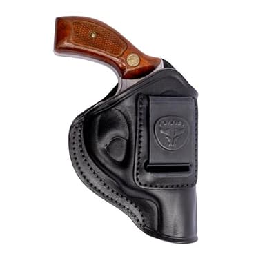Cardini Leather Premium IWB Holster, for 5-Shot Revolvers, for S&W J Frame, for Taurus 605, 642 airweight, 38 Special Holster