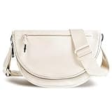 MEISEY Crescent Moon Bag for Women and Men, Fashion Medium Nylon Folding Crescent Moon Single Shoulder Bag with Adjustable Strap, Suitable for Exercise/Running/Hiking/Daily Travel/Work (beige)