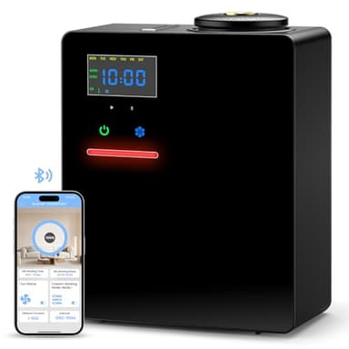 Waterless Essential Oil Diffuser 5000 Sq.Ft Coverage for Large Home, Hotel, or Office, 200ml Cold Air Scent Diffuser Machine with Bluetooth App Control, Quiet No-Heat HVAC Fragrance Diffuser