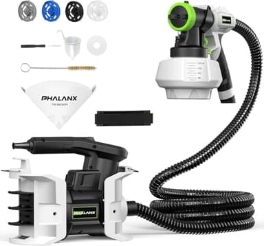 PHALANX Paint Sprayer, Max Sprayer 150DIN-S HVLP Electric-Spray-Paint-Gun with 10FT Air House, 4 Nozzle Sizes & 3 Patterns, for Furniture,Floors,Outdoor Wall,Cabinets