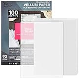 100 Sheet Translucent Vellum Paper, Traceable & Printable, 8.5" x 11" Inkjet & Laser Printer Compatible, 93gsm Sheets for Invitation, Sketching & Card Overlays