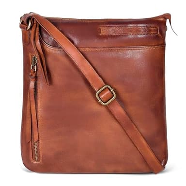 Leather Crossbody Bags for Women - Ladies Sling Handbags - Medium Cross body Purses Handbags - Purses For Women (Light Cognac)