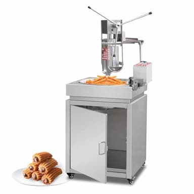 Wetcom Electric Churros Machine with Deep fryer, Commercial Spanish Manual Bakery Churros Maker, 30L Deep Fryer and 5L Hopper, 220V/5KW