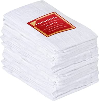 Utopia Kitchen White Flour Sack Towels [12 Pack - 28 x 28 Inch] 100% Cotton Tea Towels for Cleaning & Drying - Highly Absorbent Kitchen Dish Cloth