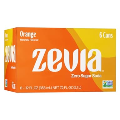 Zevia Zero Calorie Soda, Orange, 12 Ounce Cans (Pack of 6)