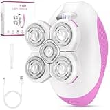 Electric Razors for Women, Wet/Dry Rechargeable Rotary Shaver for Legs, Cordless Electric Razor Hair Remover Anti-Slip Lady Trimmer for Women's Leg, Hand, Bikini and Face Sensitive Skin （Pink）